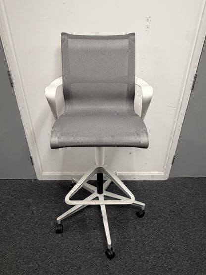 Herman Miller Setu Draughtsman Chair – Grey Mesh Ergonomic Designer Office Chair
