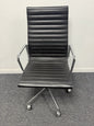 Eames Inspired High Back Boardroom Chair Black Leather Chrome Base