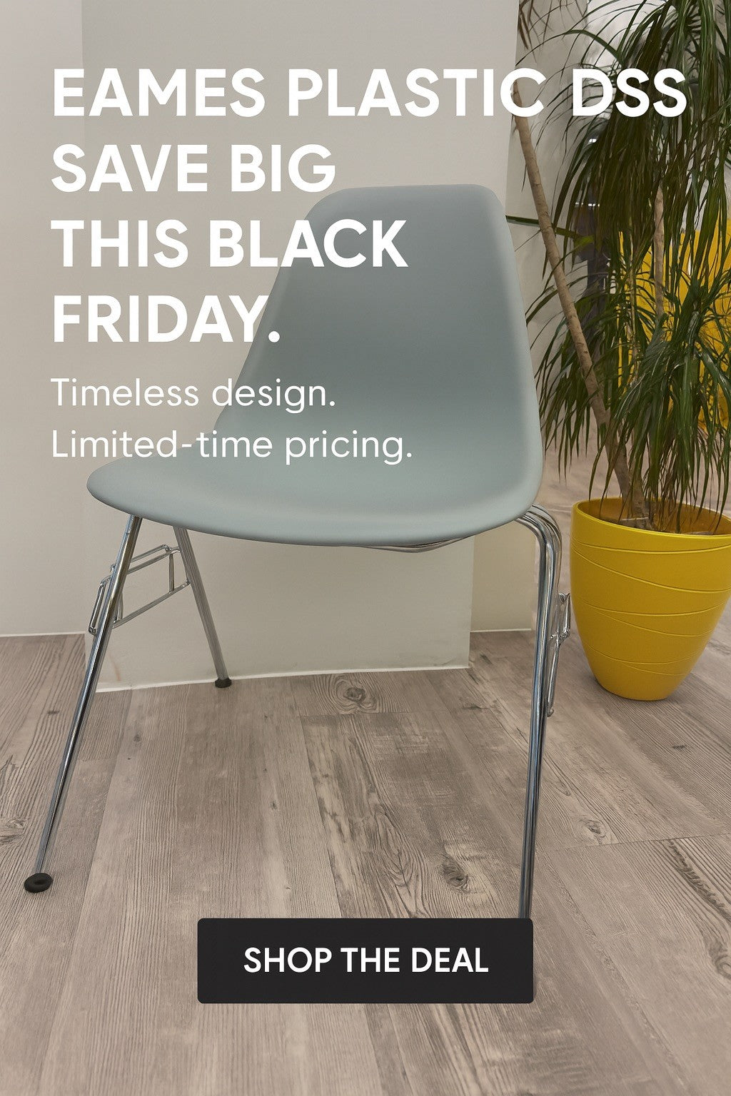 Eames Plastic Side Chair DSS In Ice Grey Black Friday Sale Bargain Price