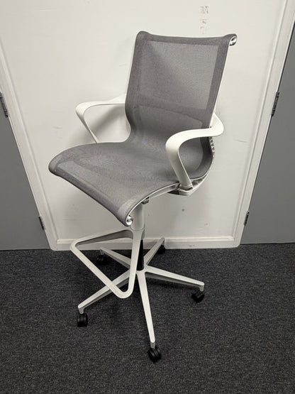 Herman Miller Setu Draughtsman Chair – Grey Mesh Ergonomic Designer Office Chair